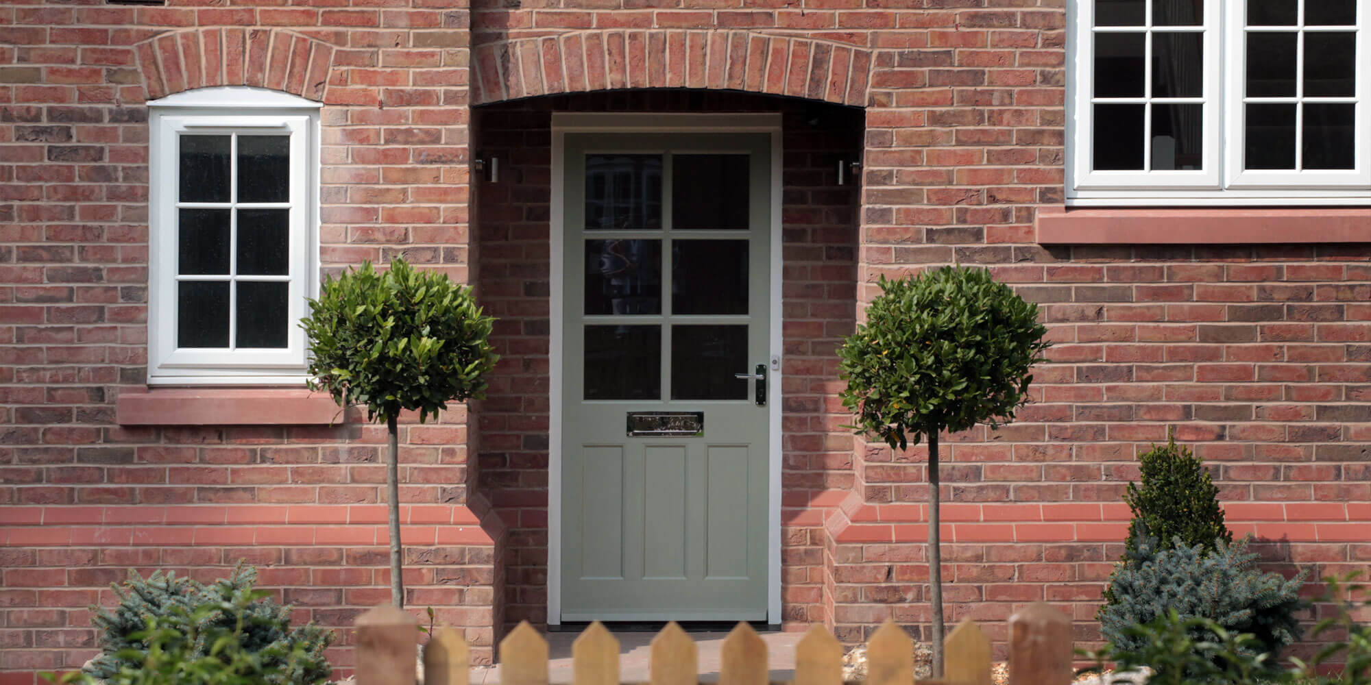 Front door of new traditional family home